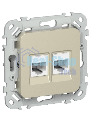 FLITE Розетка 2-ая компьютерная RJ45 кат.5Е UTP РК5е-2-0-ФлШ шампань | FI-K22-1-K37 | IEK