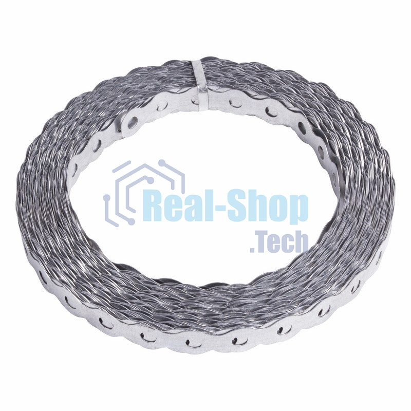 Лента полоса монтажная оцинкованная, перфорированная волна Rexant 17х0,55 мм, рулон 25 м