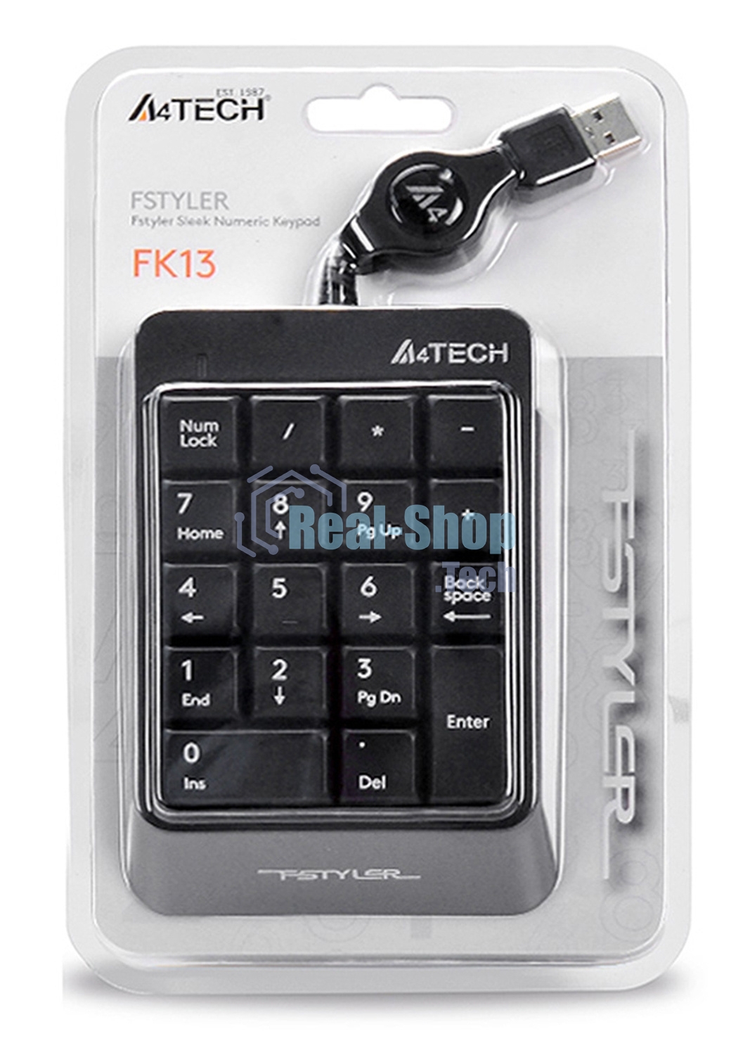 Числовой блок проводной A4Tech Fstyler FK13, USB, серый