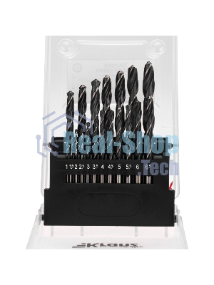 Набор сверл по металлу Kranz 1-10 мм (через 0,5 мм), 19 шт. HSS 4241 Ш/Х