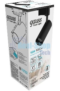 Светильник трековый цилиндр Gauss 16W 1680lm 4000K 180-220V IP20 65x206мм черный линза 36º LED