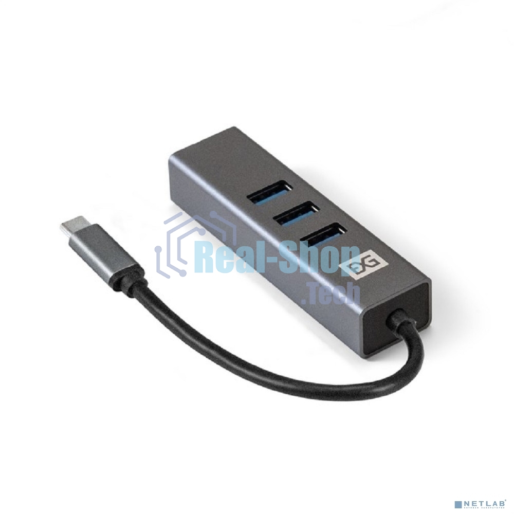 USB-концентратор ExeGate DUB-4TC (кабель-адаптер USB Type C --> 4xUSB3.0, Plug&Play, серебристый)
