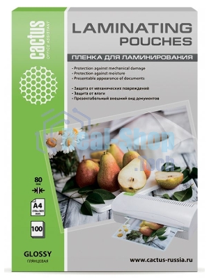 Пленка для ламинирования Cactus 80мкм A4 (100 шт) глянцевая 216x303 мм CS-LPGA480100