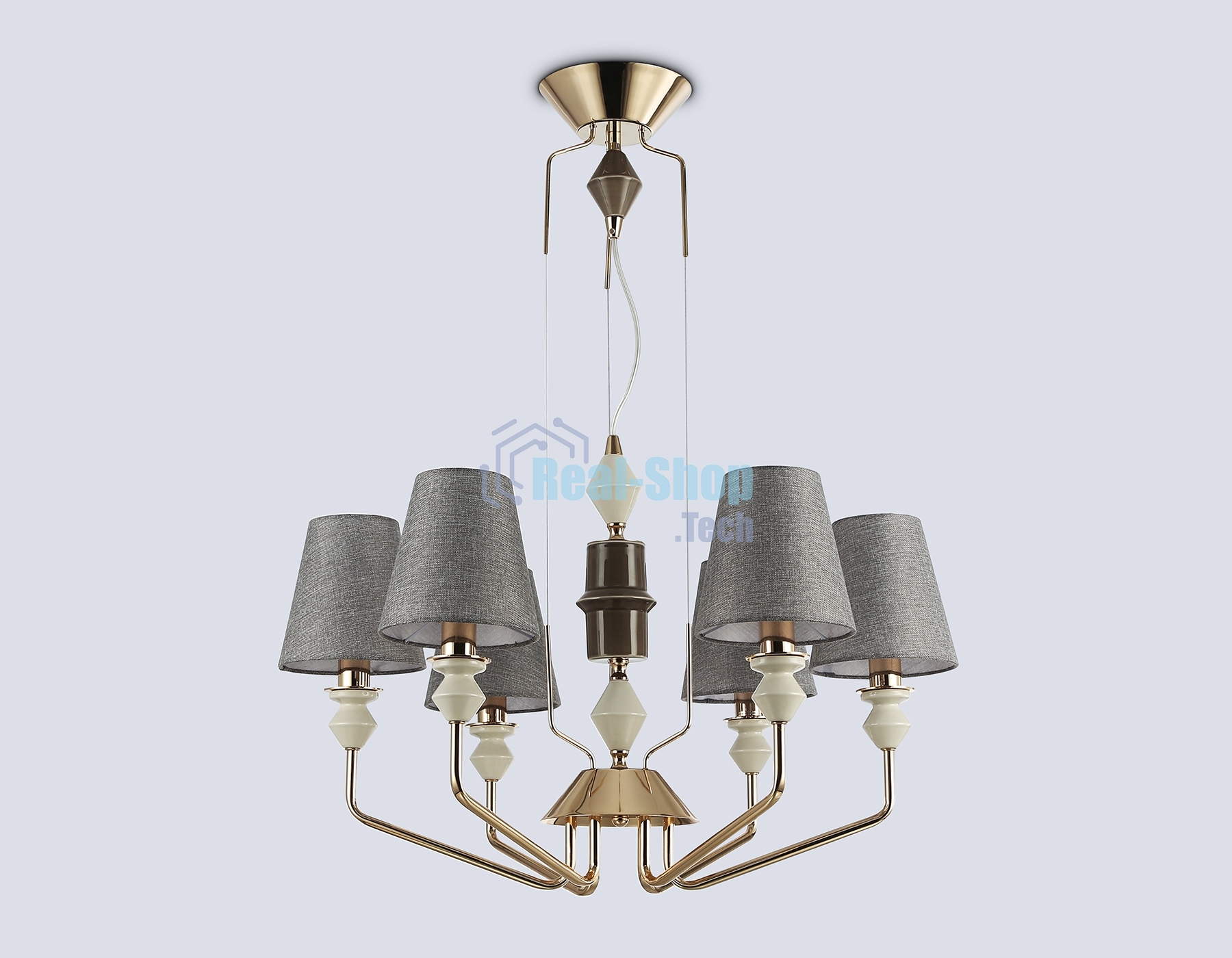 Люстра Ambrella light LH75401/6 GD/GR золото/серый E14*6 max 40W D700*1260
