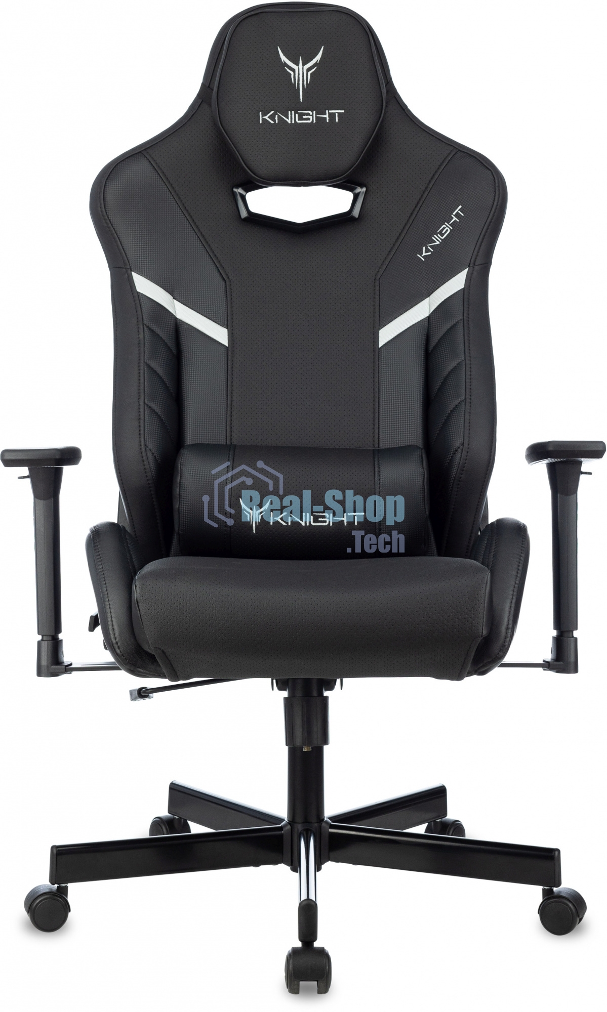 Кресло игровое Knight Thunder 5X черный эко.кожа крестов. металл