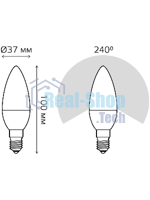 Лампа светодиодная Свеча Gauss 6W E14 RGbW+димирование LED 1/10/100