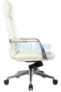 Кресло руководителя Бюрократ VEGA белый, кожа, крестов. алюминий