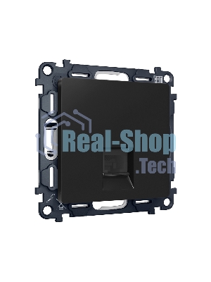 Комплект механизма компьютерной розетки ALFA Черный матовый RJ-45(8P8C) CAT6 с шторкой QUANT (AP8120, VM188) MA812010