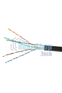 Кабель Cablexpert, UTP5e, 4 пары, 0.51 мм, медь, однож., 305 м, для внешней прокладки с тросом, Fluke Test, черный
