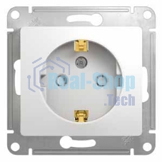 Механизм розетки 1-м СП Glossa 16А защ. шторки с заземл. бел. SchE GSL000145