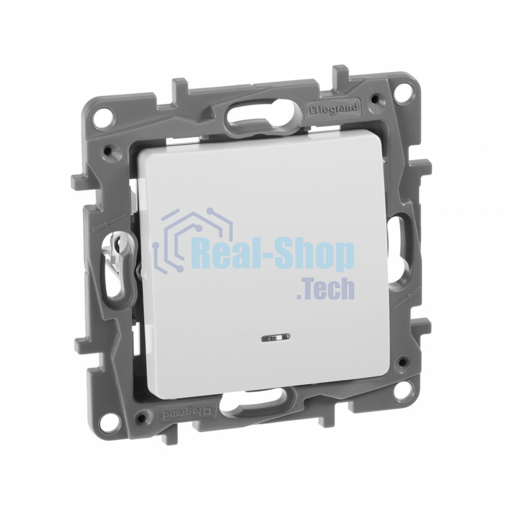 Механизм выключателя 1-кл. СП Etika 10АX с подсветкой/индикацией безвинт. зажимы бел. Legrand 672203