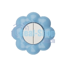 Выключатель двухклавишный Kranz HAPPY Цветок скрытой установки, белый/голубой