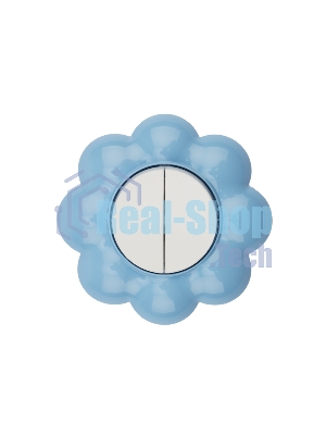 Выключатель двухклавишный Kranz HAPPY Цветок скрытой установки, белый/голубой