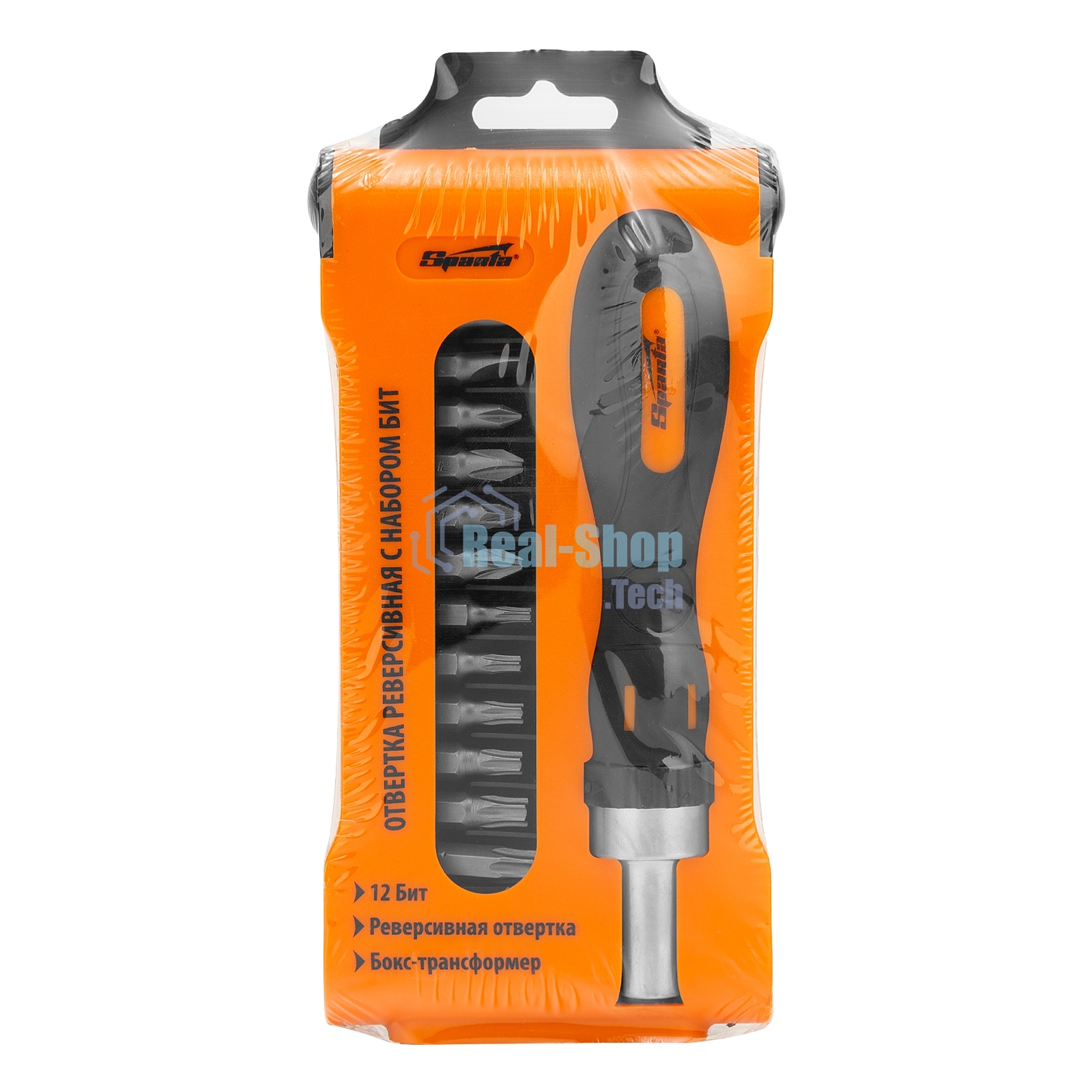 Отвертка реверсивная с набором бит, CrV, 12 шт. Sparta