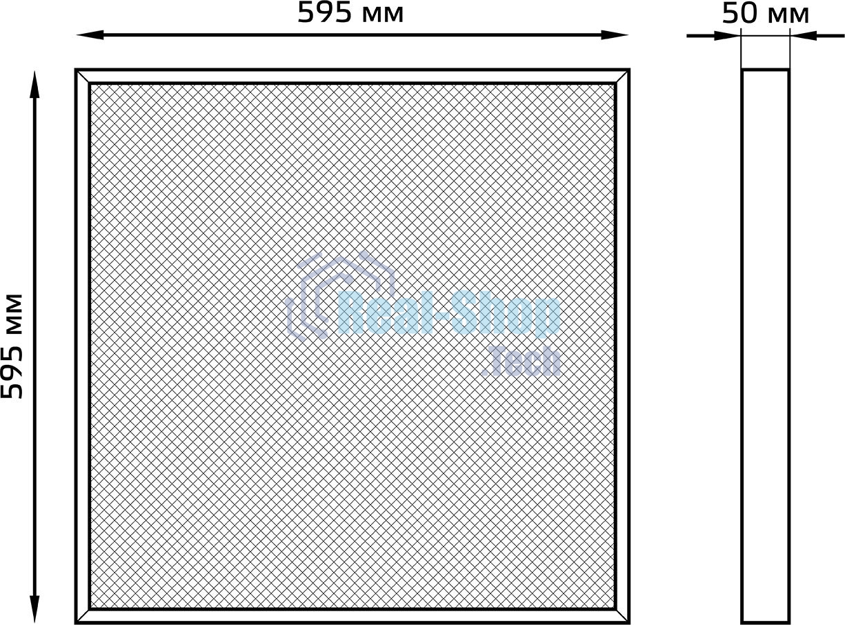 Светильник светодиодный Gauss MIR 595х595х50 35Вт 3500лм 4000К IP40 офисный встраив. накладной с рассеив. призма (аналог ЛВО)