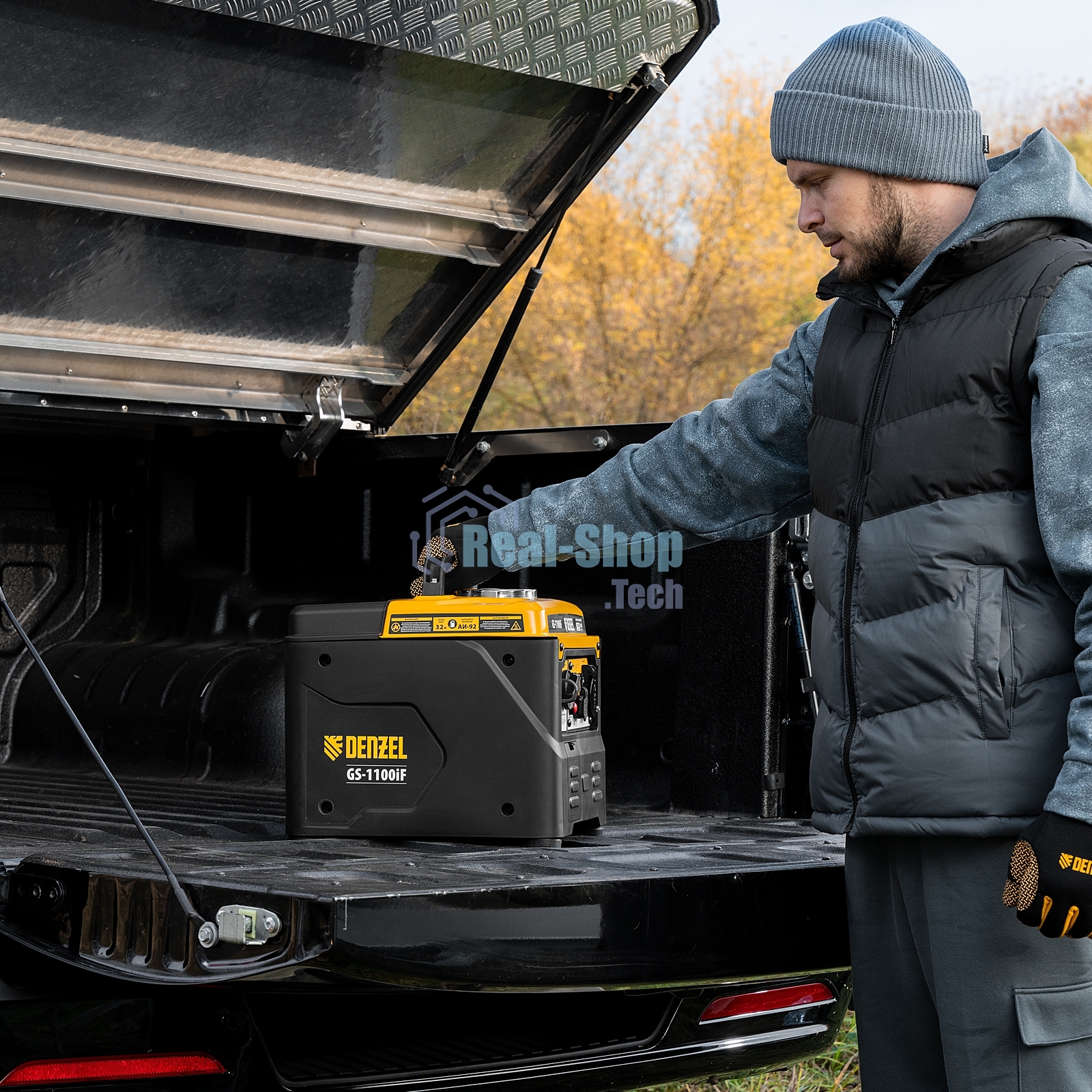 Генератор инверторный Denzel GS-1100iF, 1,1 кВт, 230 В, ручной старт