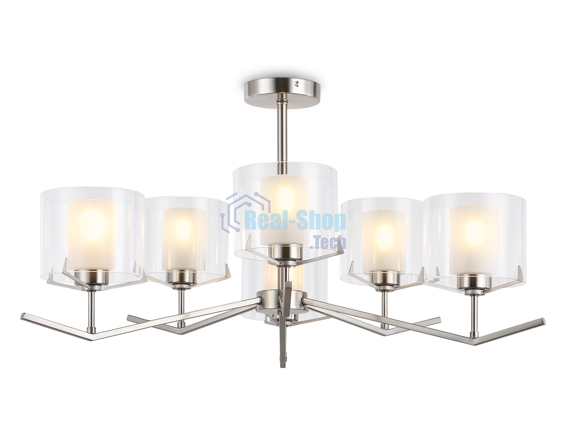 Люстра Ambrella light LH57002/6 SN/FR никель/белый матовый E14/6 max 40W D850*420