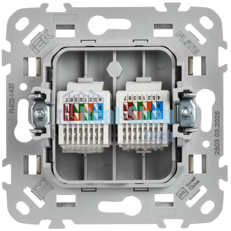 FLITE Розетка 2-ая компьютерная RJ45 кат.5Е UTP РК5е-2-0-ФлШ шампань | FI-K22-1-K37 | IEK