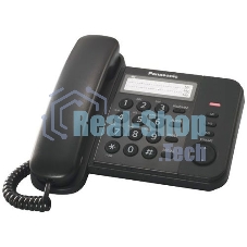 Телефон проводной Panasonic KX-TS2352RUB черный индикатор вызова,порт для доп. телеф. оборуд.,4 уровня громкости звонка