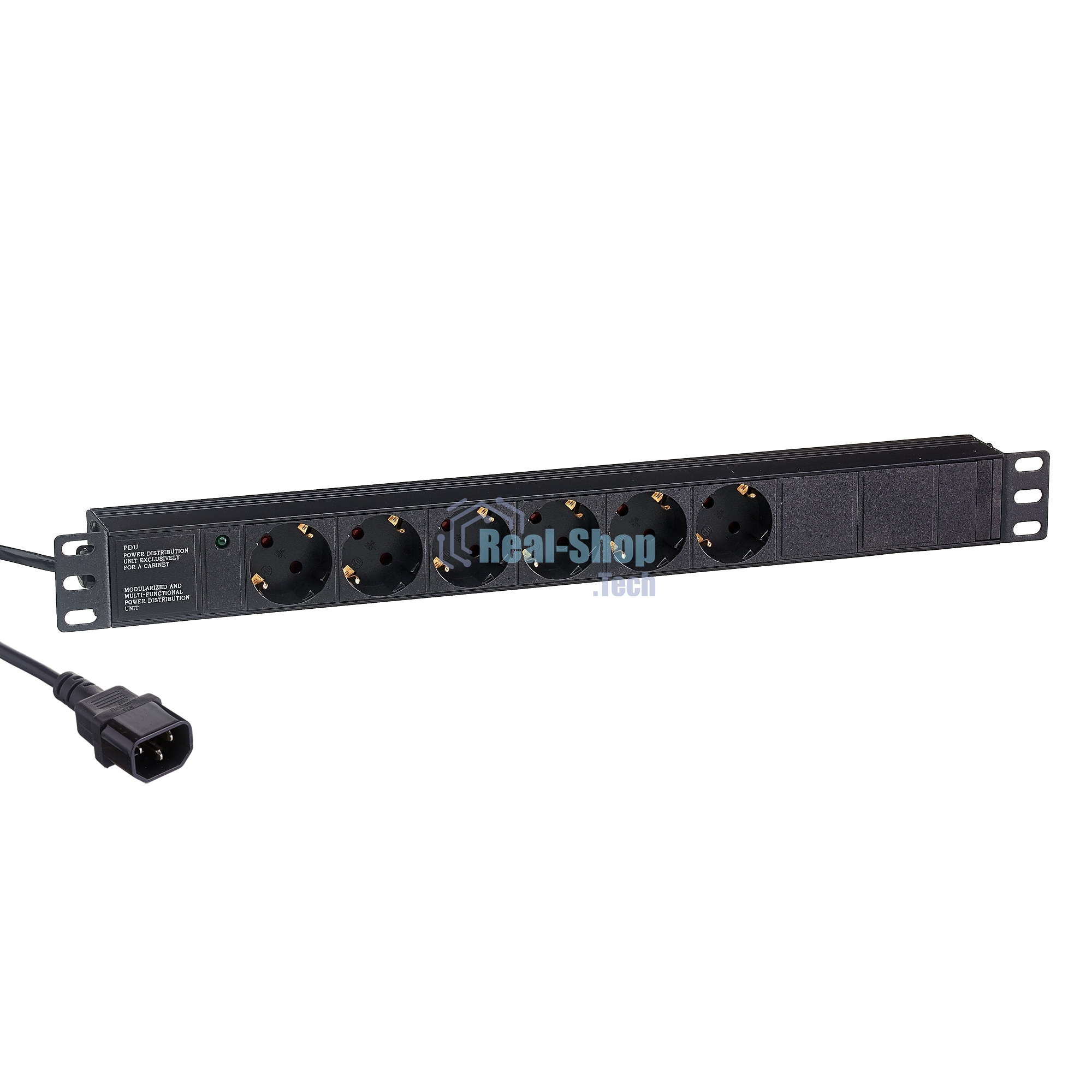 Блок розеток горизонтальный ExeGate ServerPro PDU-19H604 Al-6S-C14-2.5, 19