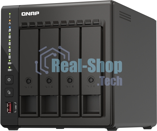 Сетевое хранилище SMB QNAP TS-453E-8G NAS, 4-tray w/o HDD. 2xHDMI-port. 4-core Celeron J6412 2-2.6 GHz, 8Gb DDR, 2x2.5Gb LAN, 2 x M.2 2280 PCIe Gen 3 x2, 2x USB 3.2 Gen 2 (10Gbps) Port, 2x USB 2.0 port