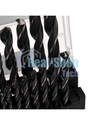 Набор сверл по металлу Kranz 1-10 мм (через 0,5 мм), 19 шт. HSS 4241 Ш/Х