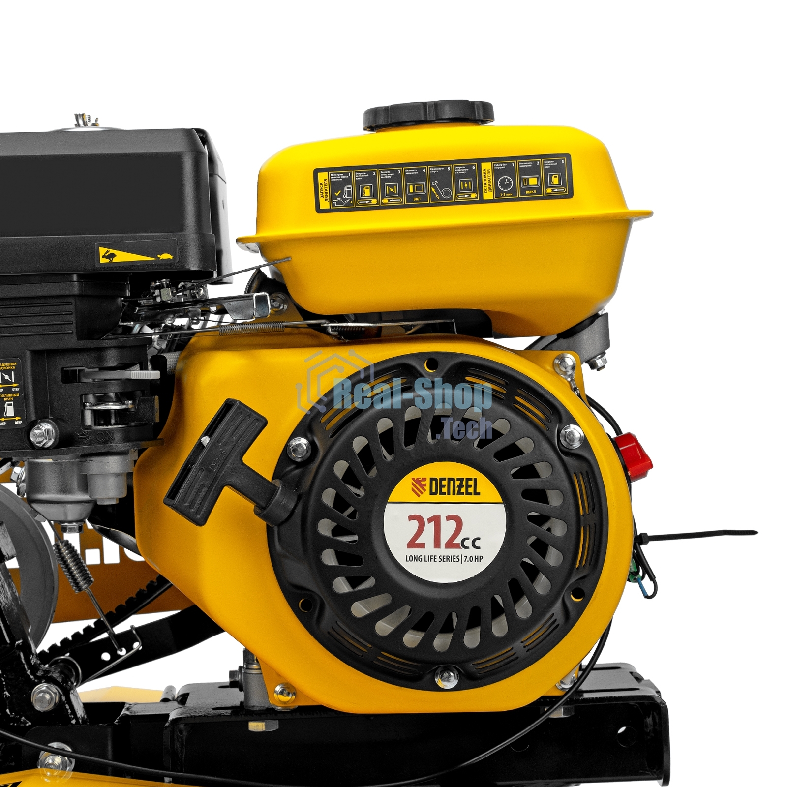 Мотоблок Denzel DPT-270SB, 7 л.с., ремен.сцеп, фрез 3х4, ШОМ, без колес, передачи 2В/1Н