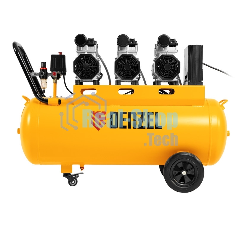 Компрессор безмаслянный малошумный Denzel DLS 2250/100, 2250 Вт, 3х750, 100 л, 410 л/мин блок упр