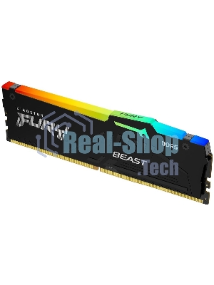 Оперативная память Kingston Fury Beast, DDR5, 16GB (1x16GB), 5200MHz, CL40, DIMM, с радиаторами, RGB, черный