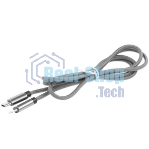 Кабель Rexant Type-C - Lightning PD/1м/nylon/gray