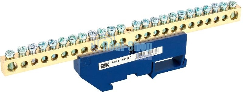Шина N ноль на DIN-изол ШНИ-8х12-24-Д-С | YNN10-812-24D-K07 | IEK