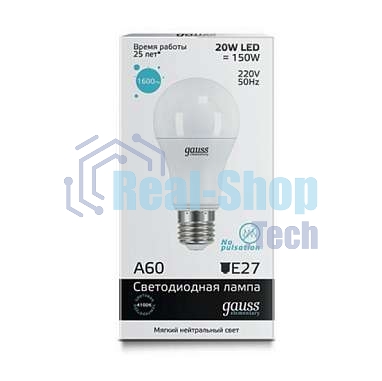 Лампа cветодиодная Gauss LED Elementary Арт. 23229A60 20W E27 4100K 1/10/40 груша