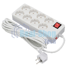 Сетевой фильтр Buro 800SH-5-W 5 м, 8 розеток, белый, коробка