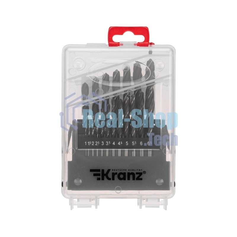 Набор сверл по металлу Kranz 1-10 мм (через 0,5 мм), 19 шт. HSS 4241 Ш/Х