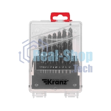 Набор сверл по металлу Kranz 1-10 мм (через 0,5 мм), 19 шт. HSS 4241 Ш/Х