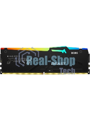 Оперативная память Kingston Fury Beast, DDR5, 32Gb (1x32Gb), 5200MHz, CL40, DIMM, с радиаторами, RGB, черный