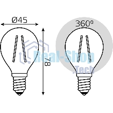 Лампа светодиодная филаментная Gauss Filament 10Вт цок.: E14 шар св. свеч. бел. нейт. (упак.: 10 шт)