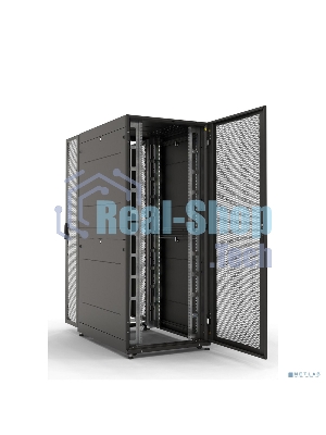 Шкаф серверный ПРОФ напольный 48U (800x1000) дверь перфорированная 2 шт., черный, в сборе (ШТК-СП-48.8.10-44АА-9005)
