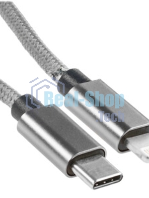 Кабель Rexant Type-C - Lightning PD/1м/nylon/gray