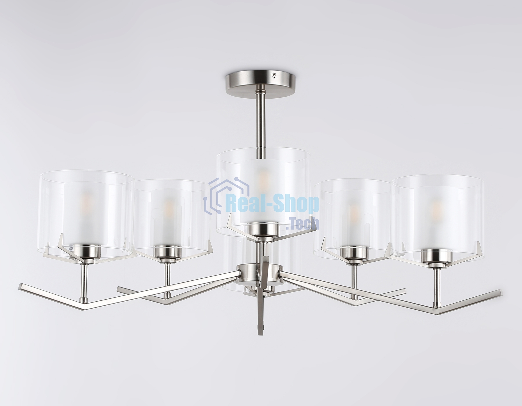 Люстра Ambrella light LH57002/6 SN/FR никель/белый матовый E14/6 max 40W D850*420