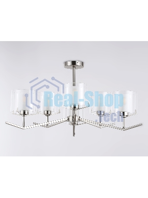 Люстра Ambrella light LH57002/6 SN/FR никель/белый матовый E14/6 max 40W D850*420