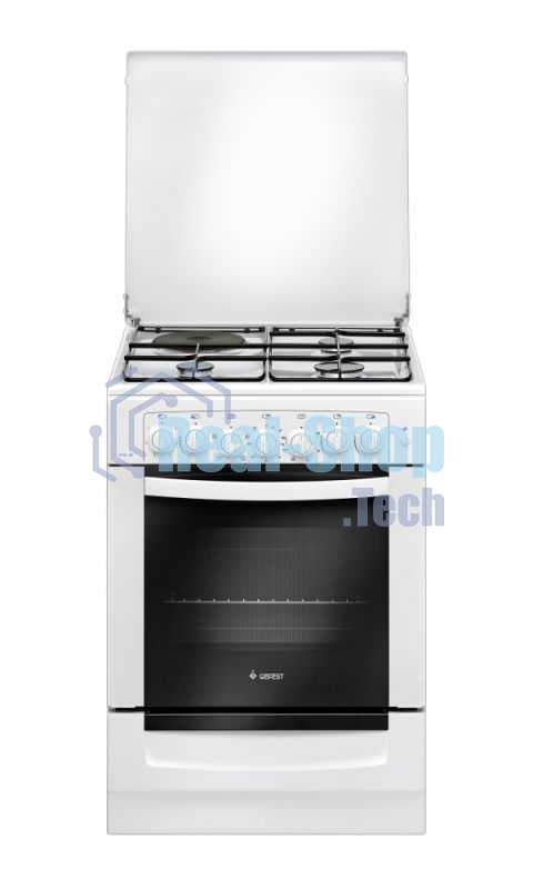 Плита комбинированная Gefest ПГЭ 6112-02 белый, конфорок 4 шт, духовка 55 л, 60 см x 85 см x 60 см