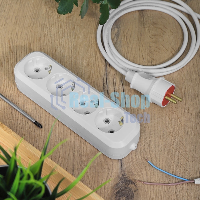 Колодка 4 гнезда c заземлением Rexant