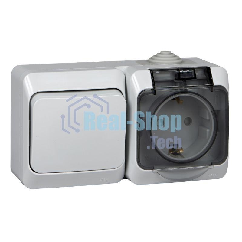 Блок ОП Этюд (1-кл. выкл. + евророз. защ. шторки) IP44 сер. SchE