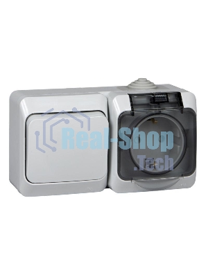 Блок ОП Этюд (1-кл. выкл. + евророз. защ. шторки) IP44 сер. SchE