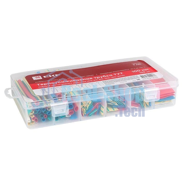 Набор ТУТ бокс: 5 цветов разного диаметра (4/2; 6/3; 8/4; 10/5; 12/6; 20/10) 100мм 105шт PROxima EKF tut-n-5-r