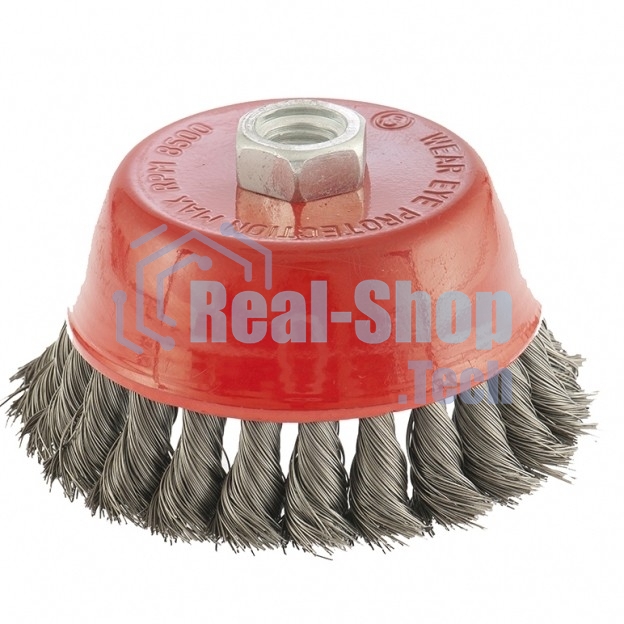 Щетка Matrix для УШМ, 100 мм, М14, Чашка, крученая проволока 0,35 мм
