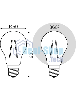 Лампа светодиодная Gauss Filament 102902112 12Вт цок.: E27 груша 185B св. свеч. белый теп. грушевидная (упак.: 10 шт)
