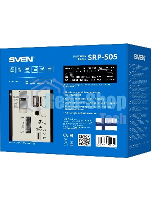 Радиоприемник SVEN SRP-505 (4 Вт, FM/AM/SW, USB, SD/microSD, Bluetooth, 1200 мА·ч)черный