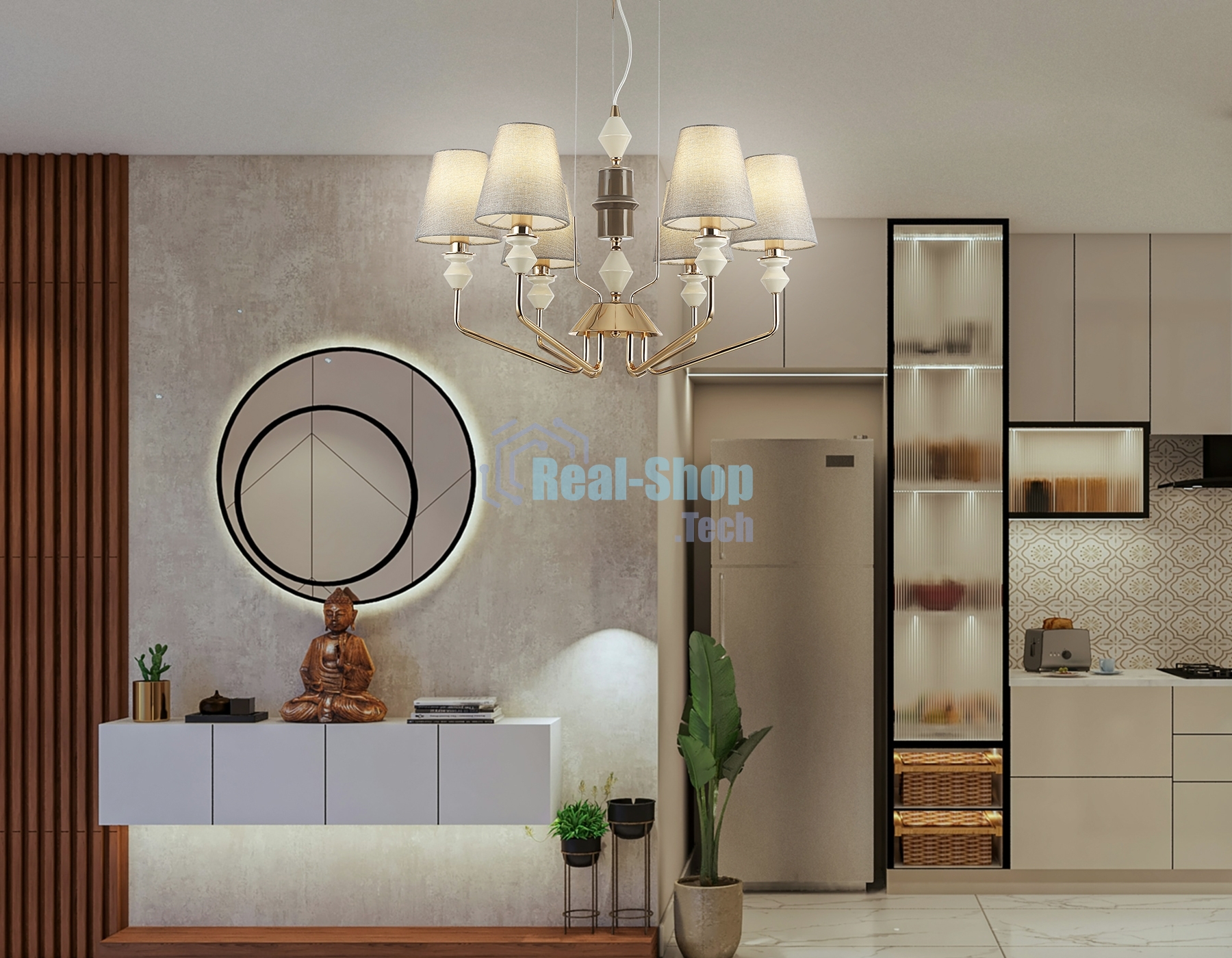 Люстра Ambrella light LH75401/6 GD/GR золото/серый E14*6 max 40W D700*1260